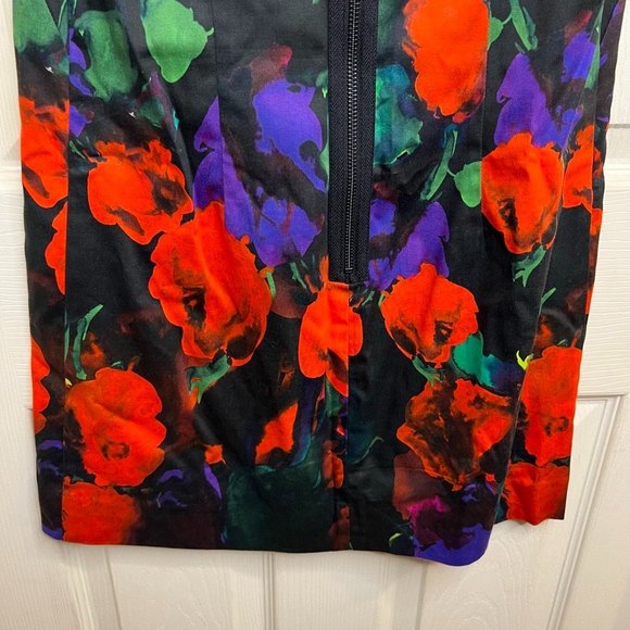 Milly Floral Abstract Colorful Black Mini Dress Size 4 - Picture 8 of 12